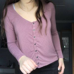 American eagle long sleeve button down dress top